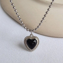 Load image into Gallery viewer, Black Agate Heart Necklace
