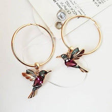 Load image into Gallery viewer, Hummingbird Hoop Earrings