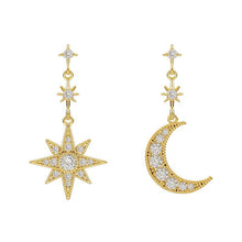 Load image into Gallery viewer, Crystal Moon & Star Earrings