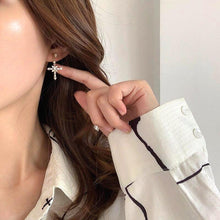 Load image into Gallery viewer, Crystal Cross Pendant Earrings