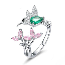 Load image into Gallery viewer, Hummingbird Gemstone Silver Ring