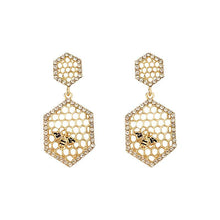 Load image into Gallery viewer, Honeycomb & Bee Earrings