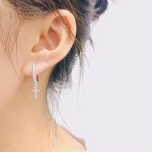 Load image into Gallery viewer, Crystal Cross Drop Earrings
