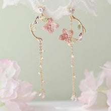 Load image into Gallery viewer, Pink Flower Drop Earrings