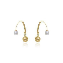 Load image into Gallery viewer, Golden Pearl Statement Earrings