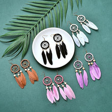 Load image into Gallery viewer, Dream Catcher Feather Earrings