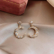 Load image into Gallery viewer, Crystal Moon Drop Earrings