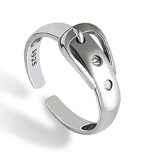 Load image into Gallery viewer, Silver Belt Buckle Ring