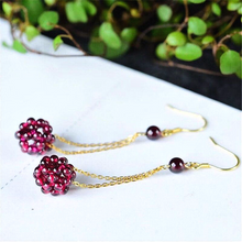 Load image into Gallery viewer, Natural Garnet Stone Raspberry Earrings