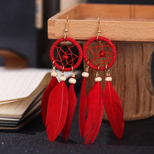 Load image into Gallery viewer, Dream Catcher Feather Earrings