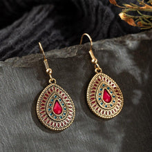 Load image into Gallery viewer, Red Pendant Boho Earrings