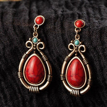 Load image into Gallery viewer, Red Pendant Boho Earrings