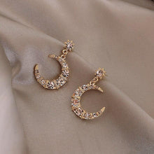 Load image into Gallery viewer, Crystal Moon Drop Earrings
