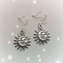 Load image into Gallery viewer, Sun & Moon Pendant Earrings