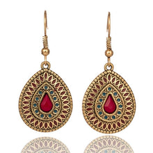 Load image into Gallery viewer, Red Pendant Boho Earrings