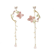 Load image into Gallery viewer, Pink Flower Drop Earrings