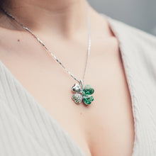 Load image into Gallery viewer, Green Four Heart Clover Necklace