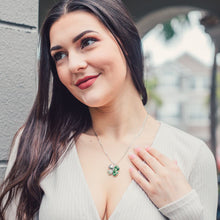 Load image into Gallery viewer, Green Four Heart Clover Necklace
