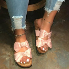 Load image into Gallery viewer, 2021 Women Sandals Shoes Bow-Knot Anti-Slip Flat Sandals Comfortable Retro Beach Shoes Plus Size