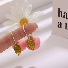 Load image into Gallery viewer, Fuzzy Peach Statement Earrings