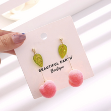 Load image into Gallery viewer, Fuzzy Peach Statement Earrings