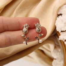 Load image into Gallery viewer, Crystal Rose Stud Earrings