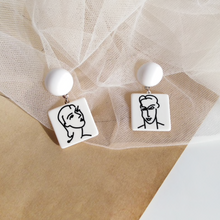 Load image into Gallery viewer, Abstract Face Drop Earrings