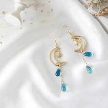 Load image into Gallery viewer, Moon & Star Drop Earrings