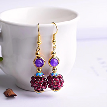 Load image into Gallery viewer, Natural Garnet Stone Blackberry Earrings