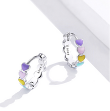 Load image into Gallery viewer, Rainbow Heart Hoop Earrings