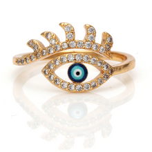 Load image into Gallery viewer, Crystal Blue Evil Eye Ring