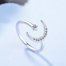 Load image into Gallery viewer, Moon & Star Sterling Silver Ring