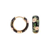 Load image into Gallery viewer, Gold Hoop Flower Earrings