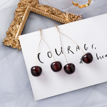 Load image into Gallery viewer, Double Cherry Drop Earrings