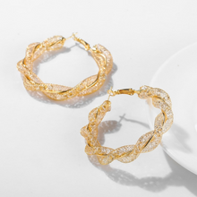 Load image into Gallery viewer, Gold & Crystal Hoop Earrings