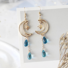 Load image into Gallery viewer, Moon & Star Drop Earrings