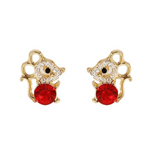 Load image into Gallery viewer, Crystal Red Mouse Earrings