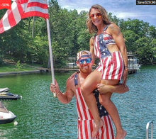 Load image into Gallery viewer, American Flag Unisex Overalls Shorts