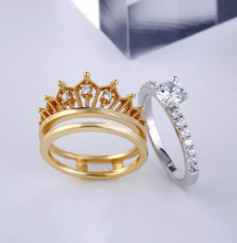 Load image into Gallery viewer, Two Pieces of Zircon Inlaid Gothic crown ring