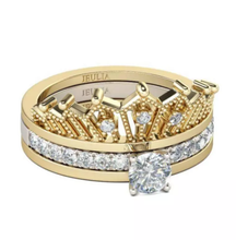 Load image into Gallery viewer, Two Pieces of Zircon Inlaid Gothic crown ring