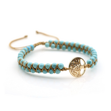 Load image into Gallery viewer, Jasper Stone Tree of Life Turquoise Bracelet
