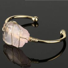 Load image into Gallery viewer, Rose Quartz Gemstone Copper Bangle