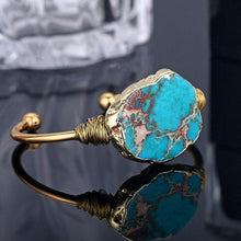Load image into Gallery viewer, Natural Jasper Stone Copper Bangle