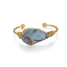 Load image into Gallery viewer, Natural Jasper Stone Copper Bangle