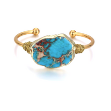 Load image into Gallery viewer, Natural Jasper Stone Copper Bangle