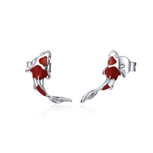 Load image into Gallery viewer, Red Koi 925 Sterling Silver Earrings