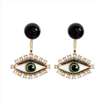 Load image into Gallery viewer, Black Evil Eye Earrings