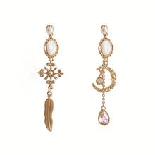 Load image into Gallery viewer, Crescent Moon & Leaf Statement Earrings