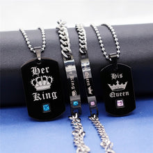 Load image into Gallery viewer, HER KING HIS QUEEN COUPLES NECKLACE SET