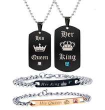 Load image into Gallery viewer, HER KING HIS QUEEN COUPLES NECKLACE SET